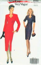 8550 VOGUE EASY TAPERED SLIT DRESS LENGTHS PATTERN 8-12 UNCUT